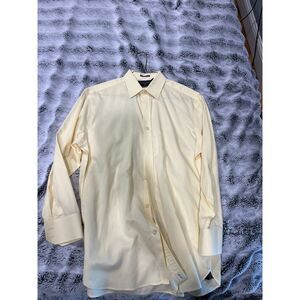 Men's black brown button down shirt yellow 16 x 32